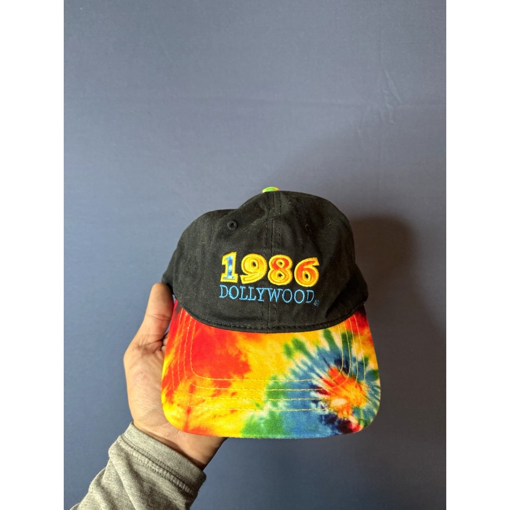 Dollywood 1986 Tie-Dye Brim Baseball Cap Black/Multicolor Adjustable Adult
